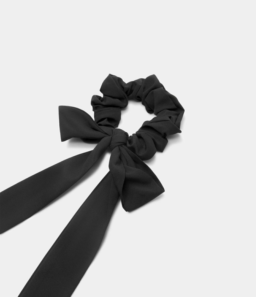 Solid Bow Pleated Scrunchie  | Womens  Accessories Accessories Accessories