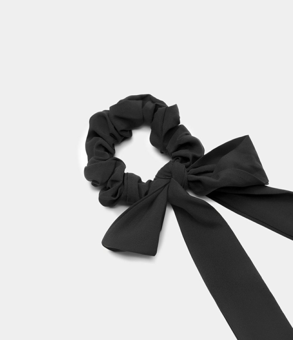 Solid Bow Pleated Scrunchie  | Womens  Accessories Accessories Accessories