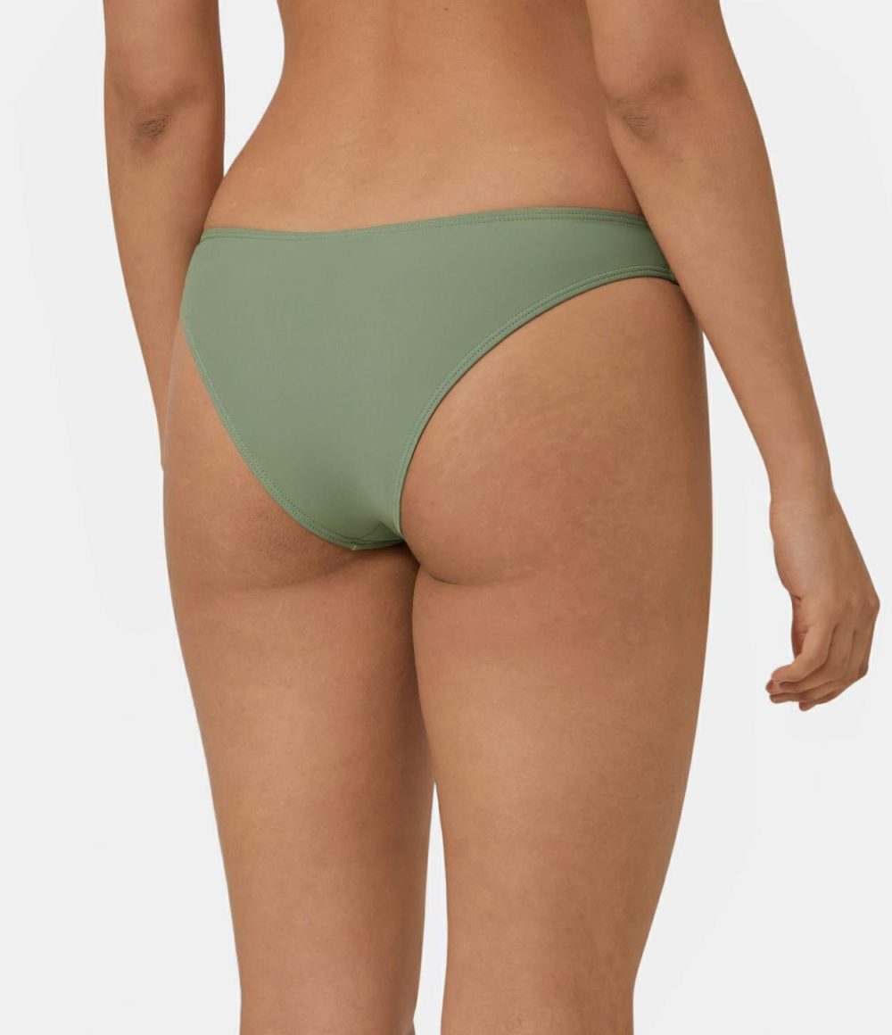 Solid Color Bikini Bottom Swimsuit  | Womens  Swimwear Bottoms Clothing Heathered Green/Orange/Red