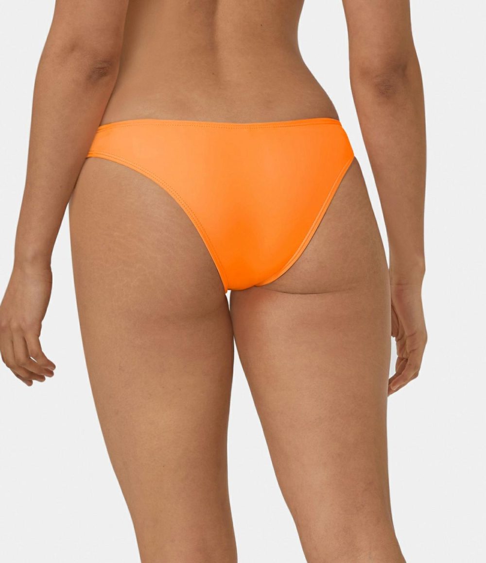 Solid Color Bikini Bottom Swimsuit  | Womens  Swimwear Bottoms Clothing Heathered Green/Orange/Red