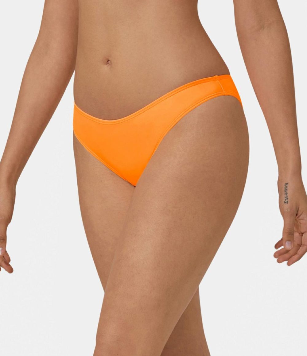 Solid Color Bikini Bottom Swimsuit  | Womens  Swimwear Bottoms Clothing Heathered Green/Orange/Red