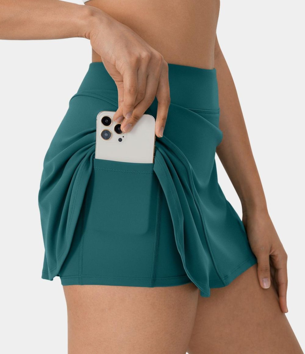 Solid Hidden Side Pocket 2-in-1 Tennis Skirt  | Womens  2-in-1 Skorts 2-in-1 Skorts 2-in-1 Skorts