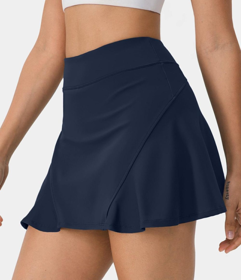 Solid Hidden Side Pocket 2-in-1 Tennis Skirt  | Womens  2-in-1 Skorts 2-in-1 Skorts 2-in-1 Skorts