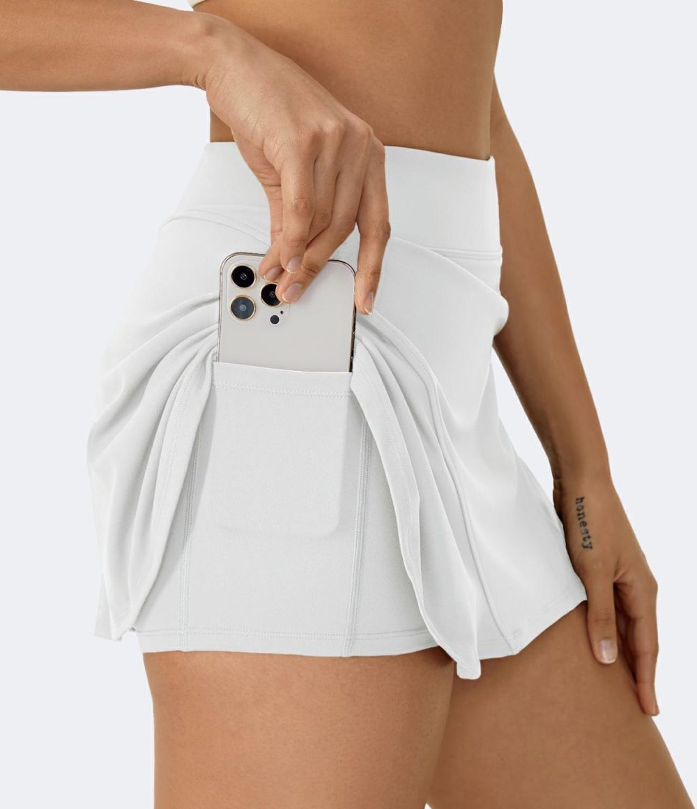 Solid Hidden Side Pocket 2-in-1 Tennis Skirt  | Womens  2-in-1 Skorts 2-in-1 Skorts 2-in-1 Skorts