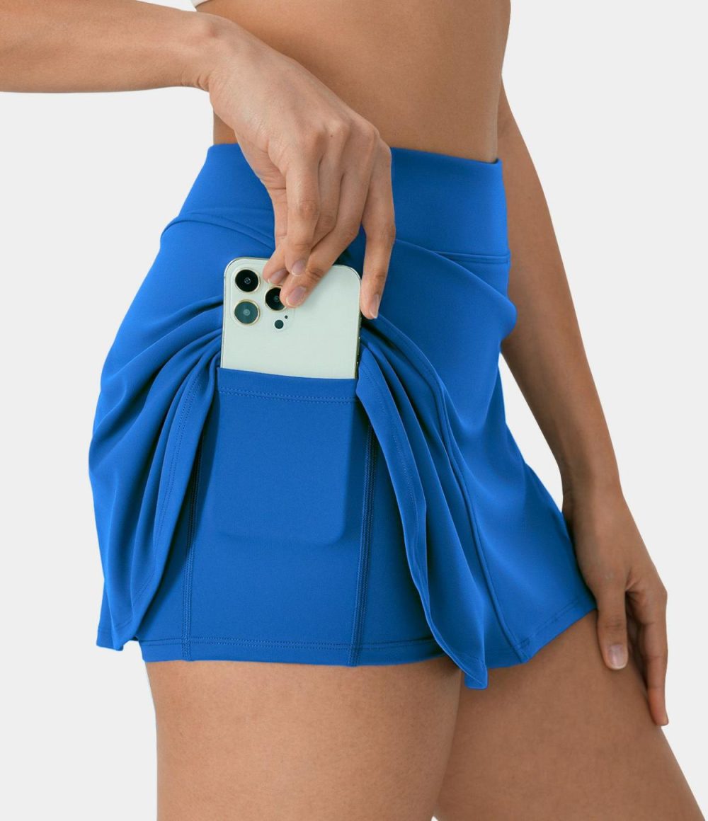 Solid Hidden Side Pocket 2-in-1 Tennis Skirt  | Womens  2-in-1 Skorts 2-in-1 Skorts 2-in-1 Skorts