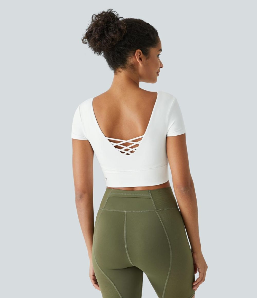 SpeedWave™ Crisscross Backless Cropped Skinny Quick Dry Tennis Sports Top  | Womens  Sports Tops Clothing Sports Tops