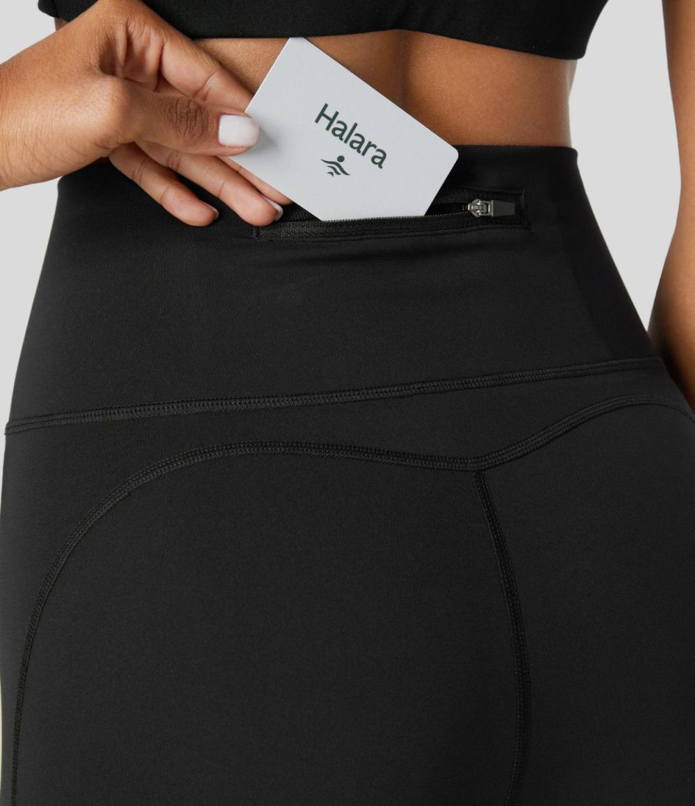 SpeedWave™ High Waisted Back Zip Pocket Contrast Mesh Quick Dry 7/8 Workout Leggings  | Womens  Pocket Leggings Clothing Grass Grey Green/Black