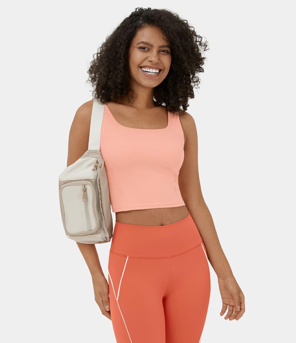 Square Neck Backless Cropped Yoga Tank Top  | Womens  Cropped Tops Clothing Cropped Tops