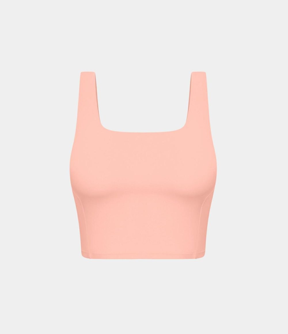 Square Neck Backless Cropped Yoga Tank Top  | Womens  Cropped Tops Clothing Cropped Tops