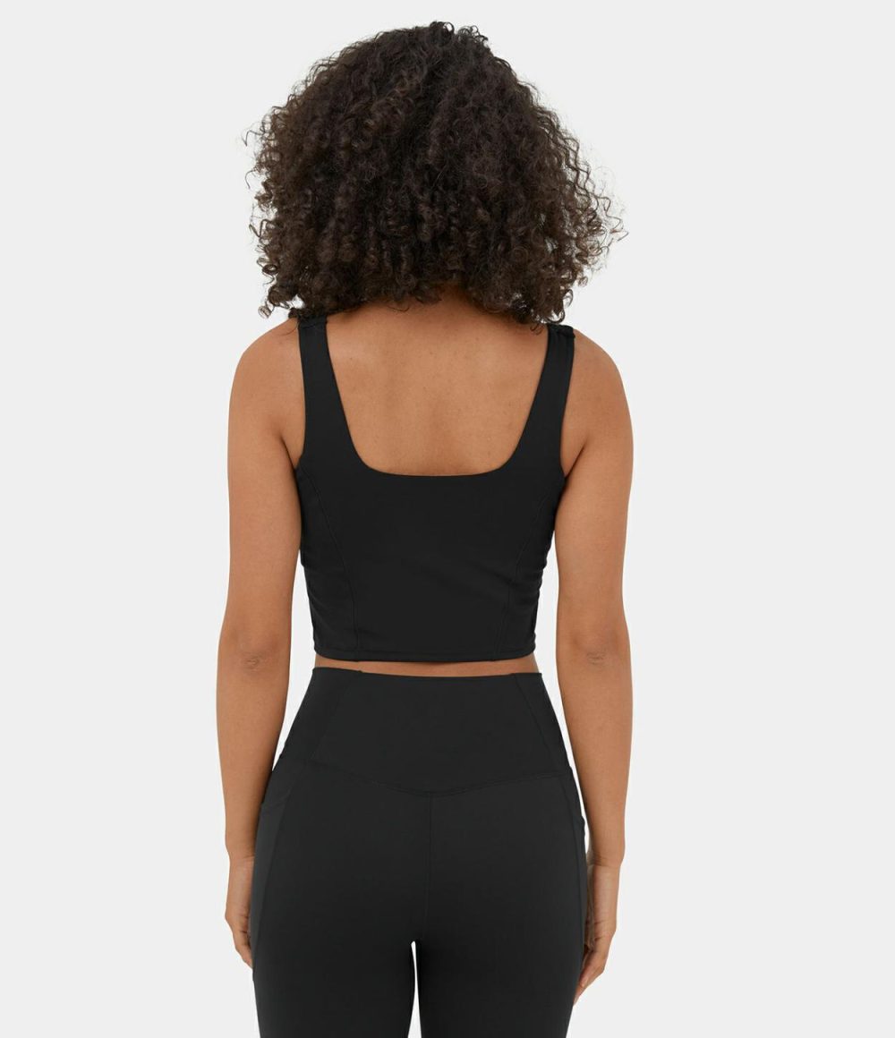 Square Neck Backless Cropped Yoga Tank Top  | Womens  Cropped Tops Clothing Cropped Tops