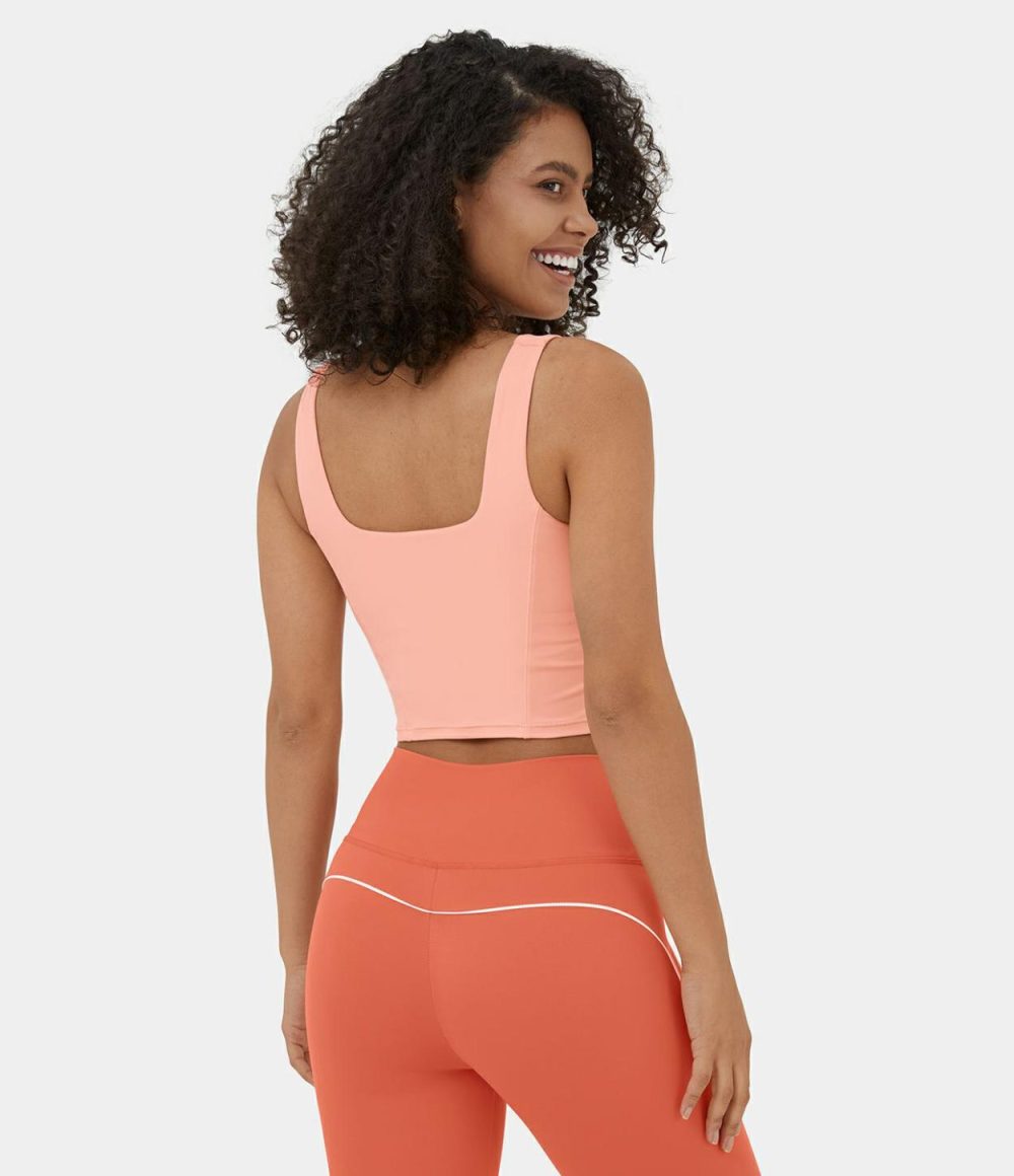 Square Neck Backless Cropped Yoga Tank Top  | Womens  Cropped Tops Clothing Cropped Tops