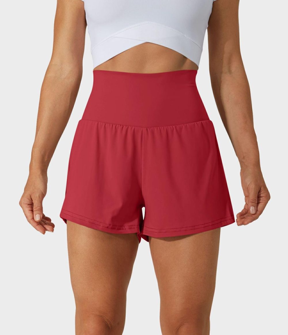 Super High Waisted Back Pocket & Side Hidden Pocket 2-in-1 Yoga Shorts 2.5″  | Womens  2.5″ Shorts 2.5" Shorts 2.5" Shorts