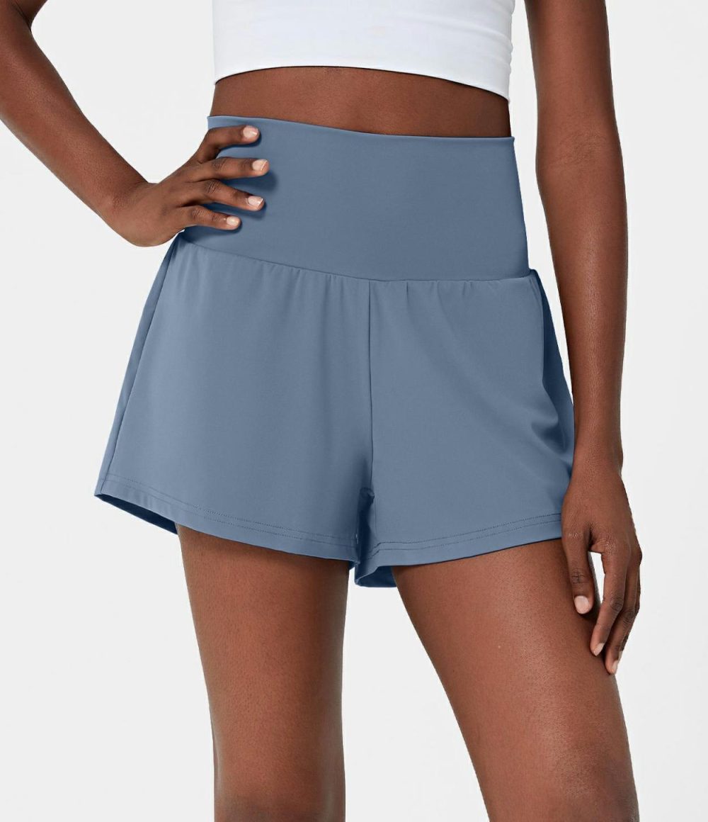 Super High Waisted Back Pocket & Side Hidden Pocket 2-in-1 Yoga Shorts 2.5″  | Womens  2.5″ Shorts 2.5" Shorts 2.5" Shorts