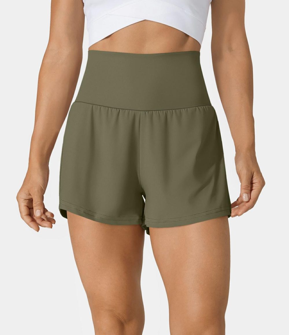 Super High Waisted Back Pocket & Side Hidden Pocket 2-in-1 Yoga Shorts 2.5″  | Womens  2.5″ Shorts 2.5" Shorts 2.5" Shorts