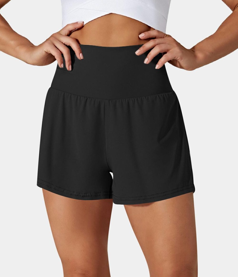 Super High Waisted Back Pocket & Side Hidden Pocket 2-in-1 Yoga Shorts 2.5″  | Womens  2.5″ Shorts 2.5" Shorts 2.5" Shorts