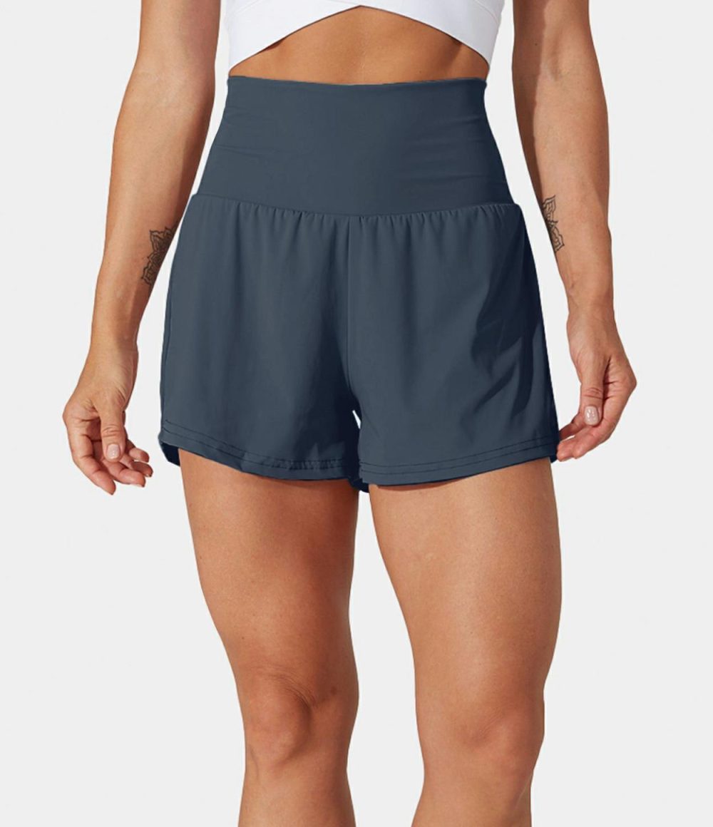 Super High Waisted Back Pocket & Side Hidden Pocket 2-in-1 Yoga Shorts 2.5″  | Womens  2.5″ Shorts 2.5" Shorts 2.5" Shorts