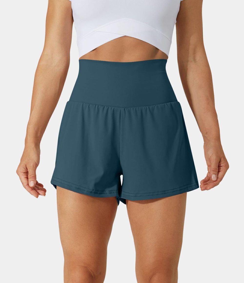 Super High Waisted Back Pocket & Side Hidden Pocket 2-in-1 Yoga Shorts 2.5″  | Womens  2.5″ Shorts 2.5" Shorts 2.5" Shorts