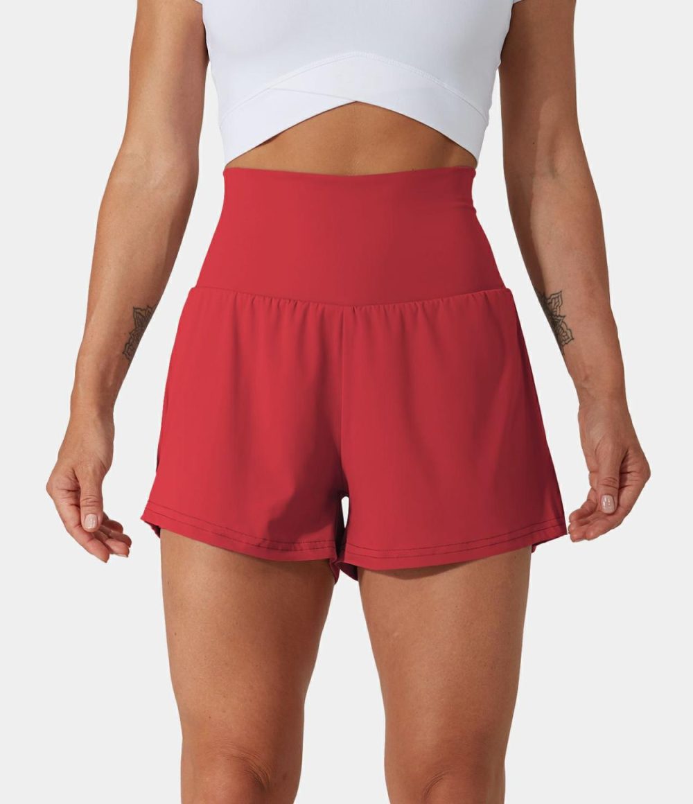 Super High Waisted Back Pocket & Side Hidden Pocket 2-in-1 Yoga Shorts 2.5″  | Womens  2.5″ Shorts 2.5" Shorts 2.5" Shorts