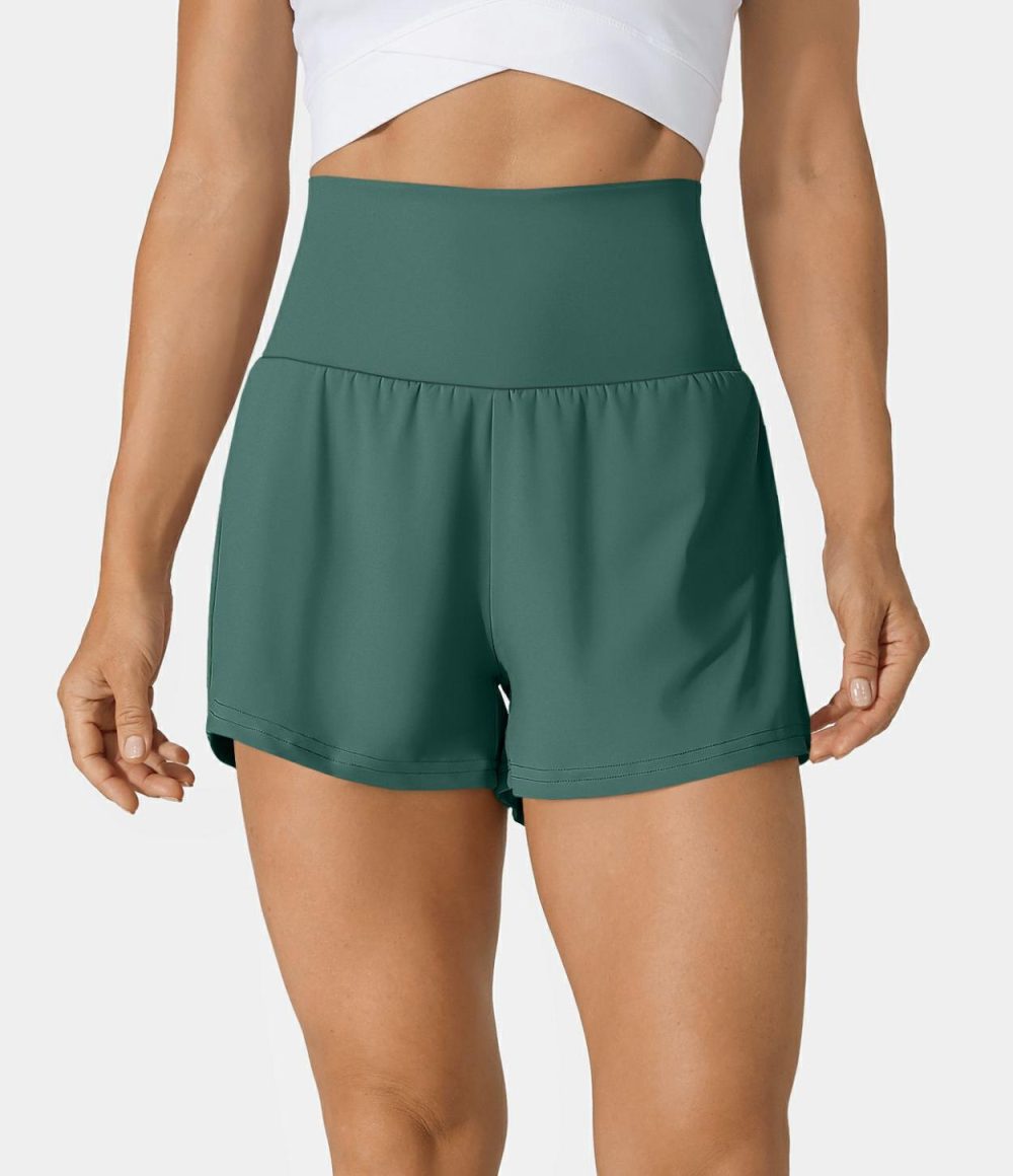 Super High Waisted Back Pocket & Side Hidden Pocket 2-in-1 Yoga Shorts 2.5″  | Womens  2.5″ Shorts 2.5" Shorts 2.5" Shorts