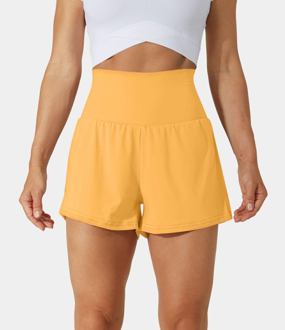 Super High Waisted Back Pocket & Side Hidden Pocket 2-in-1 Yoga Shorts 2.5″  | Womens  2.5″ Shorts 2.5" Shorts 2.5" Shorts