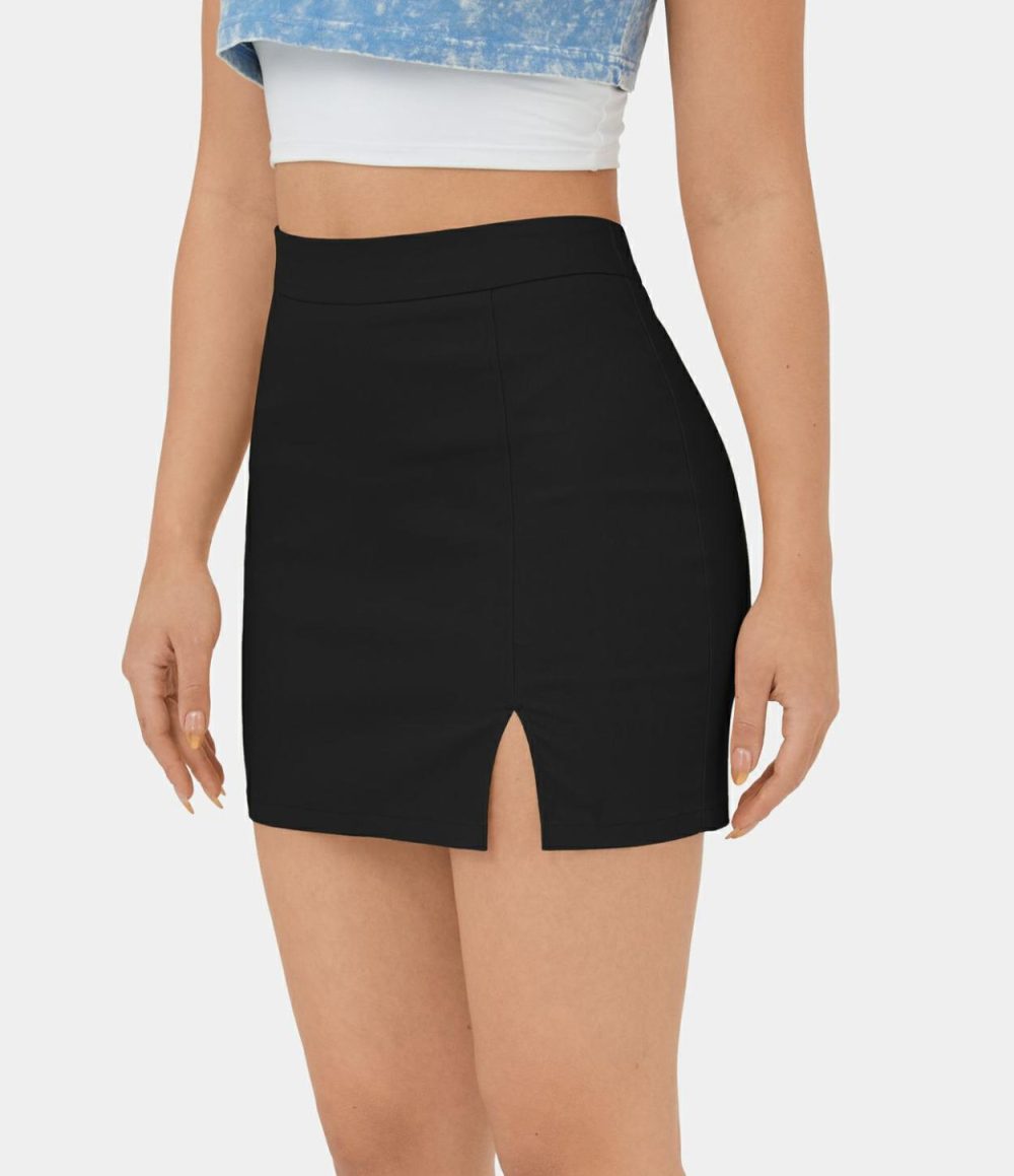 Super High Waisted Split Hem Bodycon Mini Casual Skirt  | Womens  Mini Skirts Clothing Mini Skirts