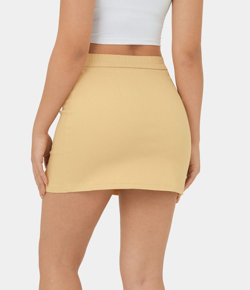 Super High Waisted Split Hem Bodycon Mini Casual Skirt  | Womens  Mini Skirts Clothing Mini Skirts