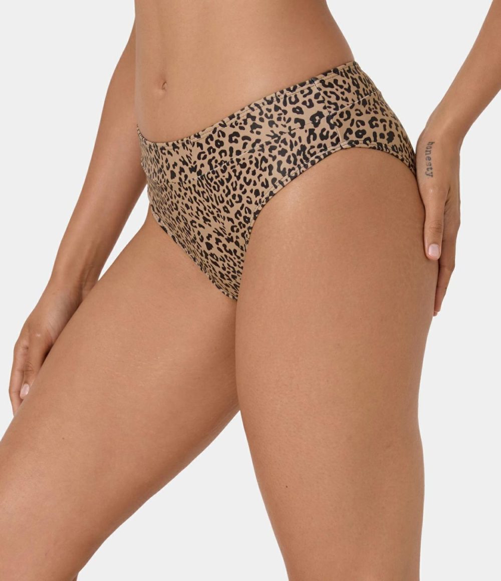 Triangle Leopard Print Bikini Bottom  | Womens  Swimwear Bottoms Clothing Dark Leopard Print/Leopard Print Orange