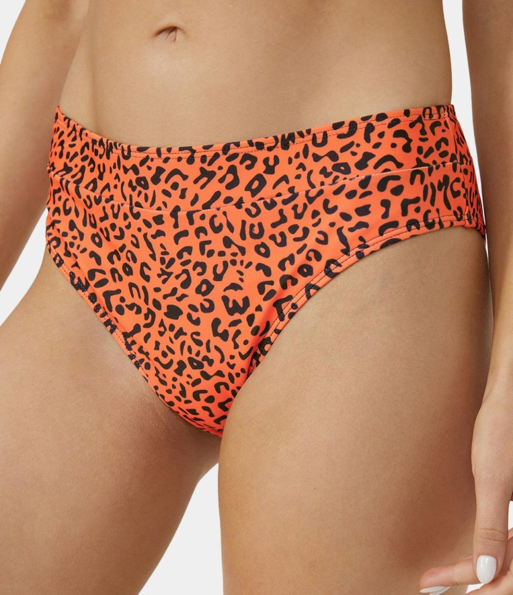 Triangle Leopard Print Bikini Bottom  | Womens  Swimwear Bottoms Clothing Dark Leopard Print/Leopard Print Orange