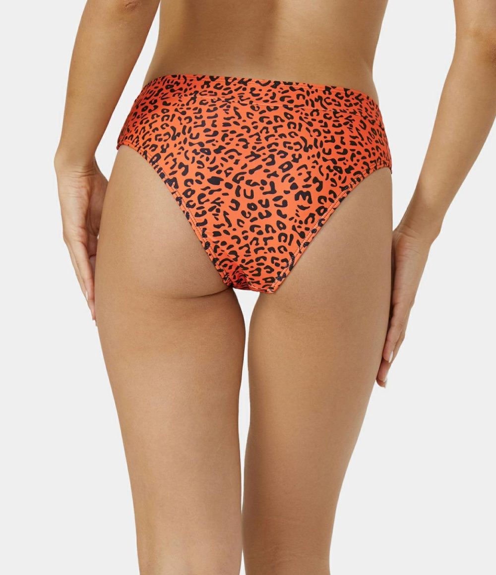 Triangle Leopard Print Bikini Bottom  | Womens  Swimwear Bottoms Clothing Dark Leopard Print/Leopard Print Orange