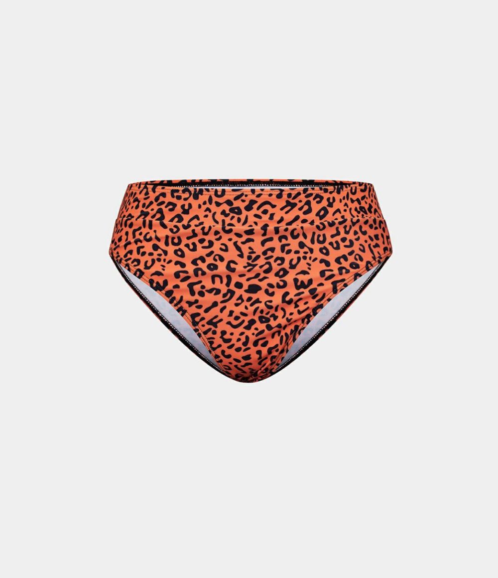 Triangle Leopard Print Bikini Bottom  | Womens  Swimwear Bottoms Clothing Dark Leopard Print/Leopard Print Orange