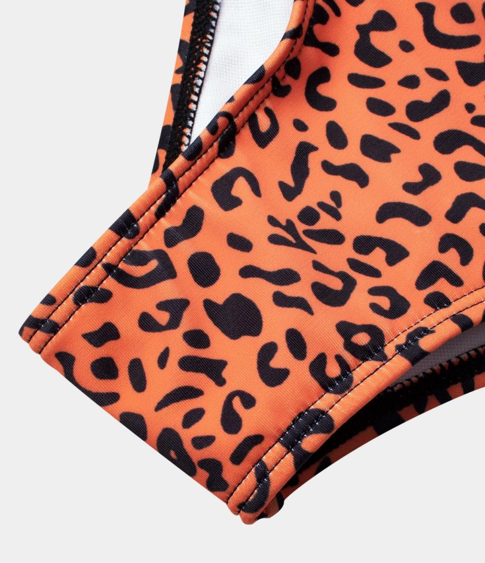 Triangle Leopard Print Bikini Bottom  | Womens  Swimwear Bottoms Clothing Dark Leopard Print/Leopard Print Orange