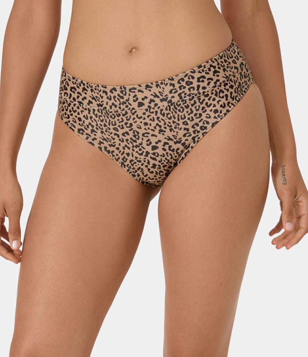 Triangle Leopard Print Bikini Bottom  | Womens  Swimwear Bottoms Clothing Dark Leopard Print/Leopard Print Orange