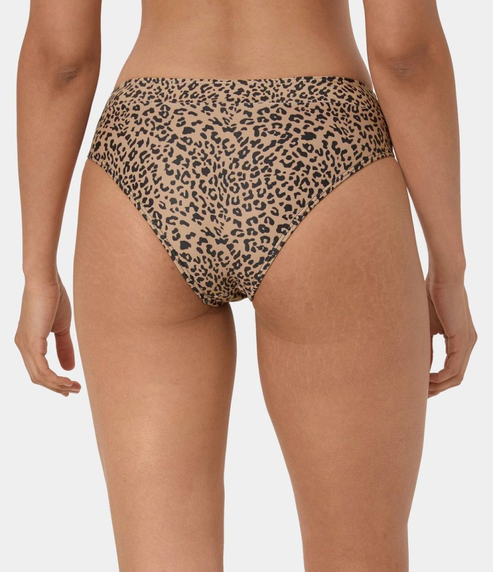 Triangle Leopard Print Bikini Bottom  | Womens  Swimwear Bottoms Clothing Dark Leopard Print/Leopard Print Orange