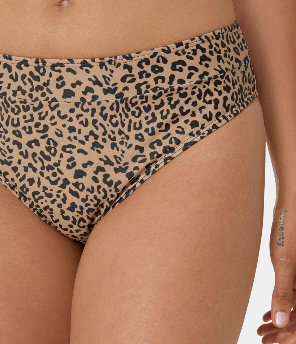 Triangle Leopard Print Bikini Bottom  | Womens  Swimwear Bottoms Clothing Dark Leopard Print/Leopard Print Orange