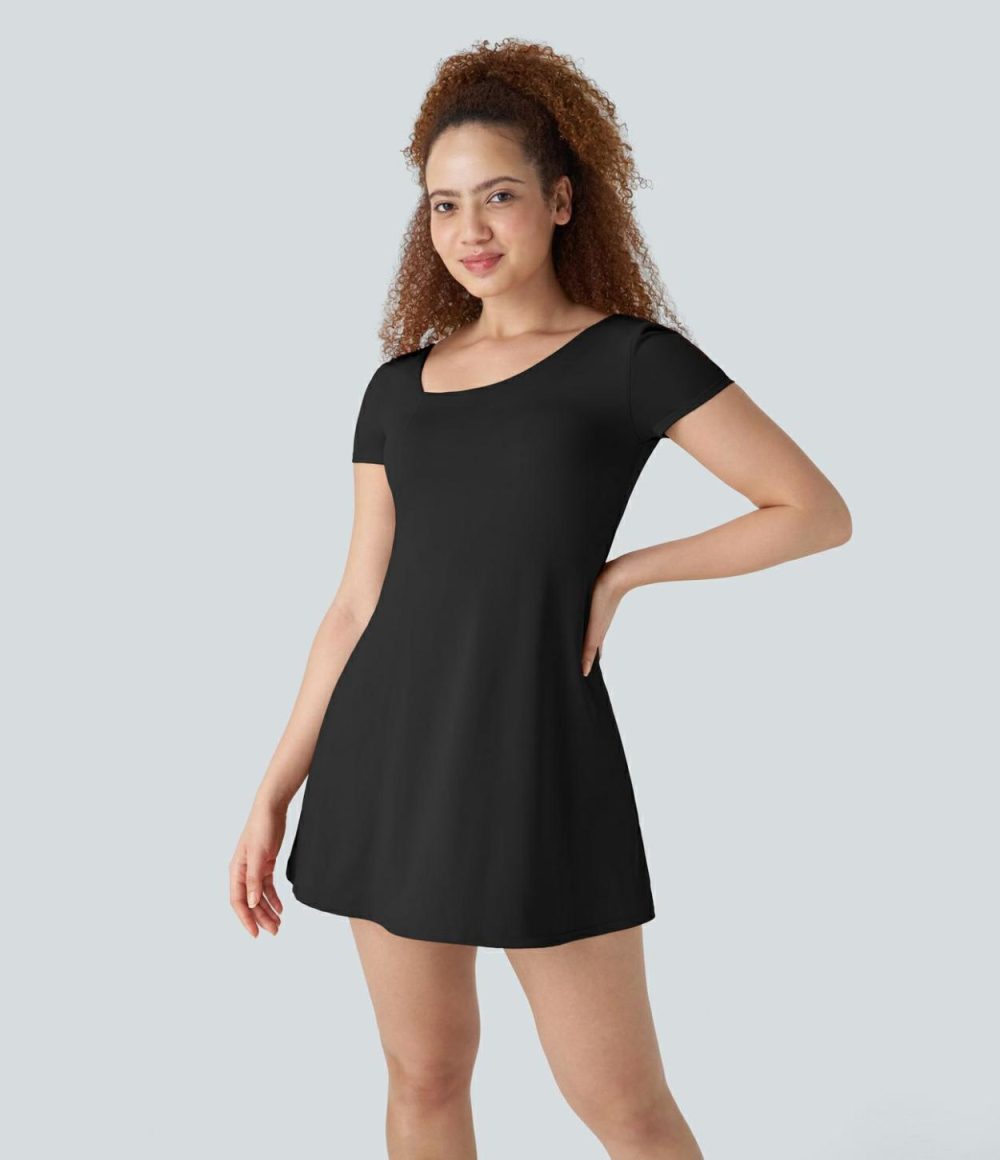 U Backless 2 Piece Side Pocket Mini Quick Dry Tennis Active Dress  | Womens  Active Dresses Active Dresses Active Dresses