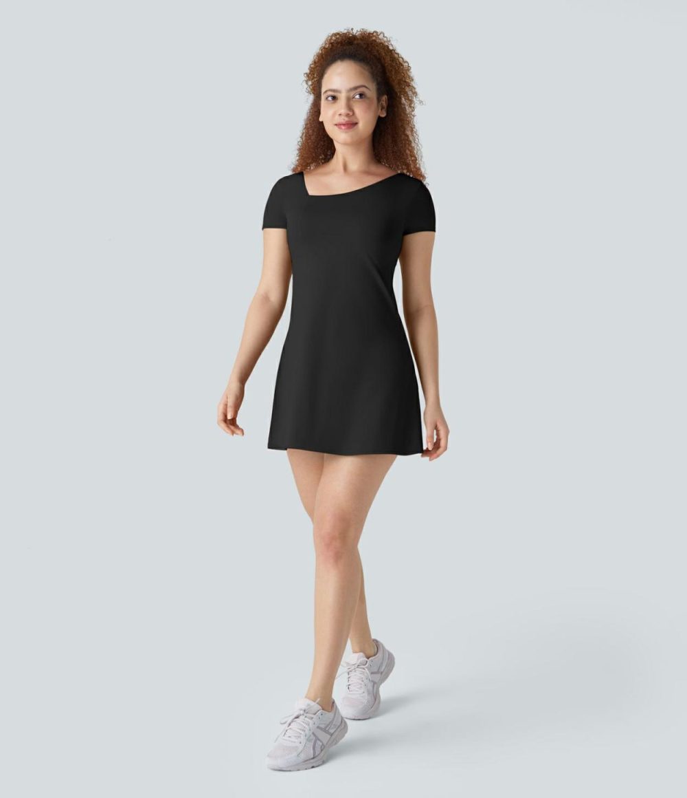 U Backless 2 Piece Side Pocket Mini Quick Dry Tennis Active Dress  | Womens  Active Dresses Active Dresses Active Dresses