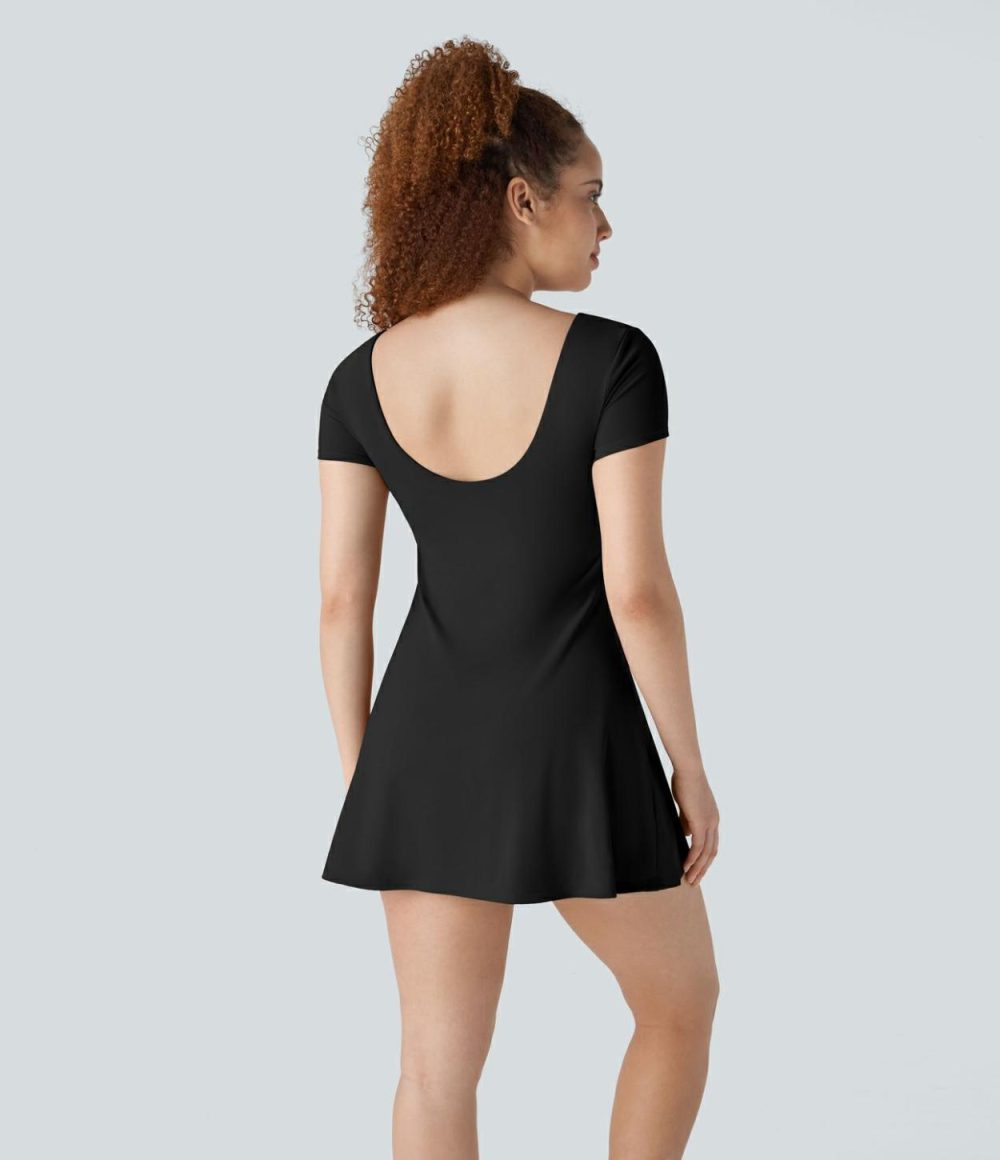 U Backless 2 Piece Side Pocket Mini Quick Dry Tennis Active Dress  | Womens  Active Dresses Active Dresses Active Dresses