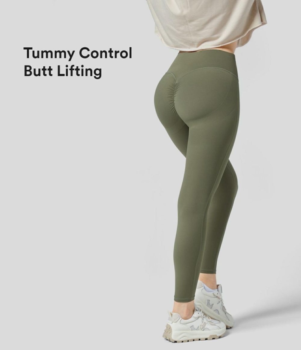 UltraSculpt High Waisted Ruched Tummy Control Butt Lifting Yoga 7/8 Leggings  | Womens  Butt Lifting Leggings Butt Lifting Leggings Butt Lifting Leggings