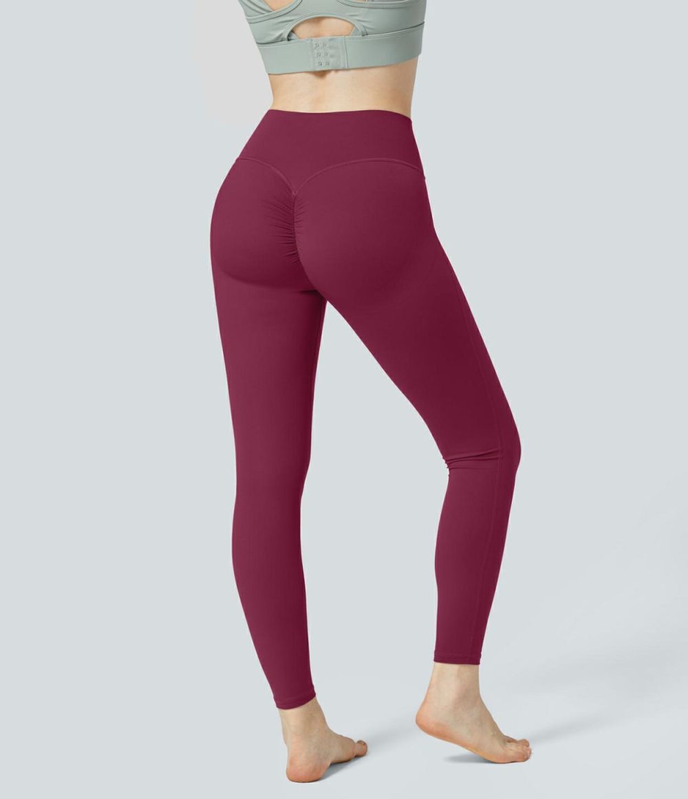 UltraSculpt High Waisted Ruched Tummy Control Butt Lifting Yoga 7/8 Leggings  | Womens  Butt Lifting Leggings Butt Lifting Leggings Butt Lifting Leggings