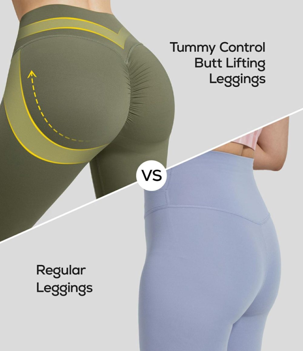 UltraSculpt High Waisted Ruched Tummy Control Butt Lifting Yoga 7/8 Leggings  | Womens  Butt Lifting Leggings Butt Lifting Leggings Butt Lifting Leggings