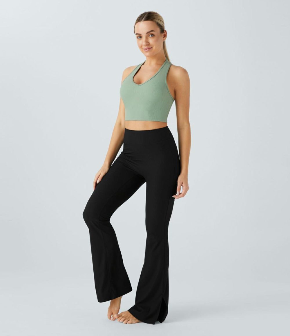 V Neck Racerback Cropped Yoga Tank Top  | Womens  Cropped Tops Clothing Cropped Tops