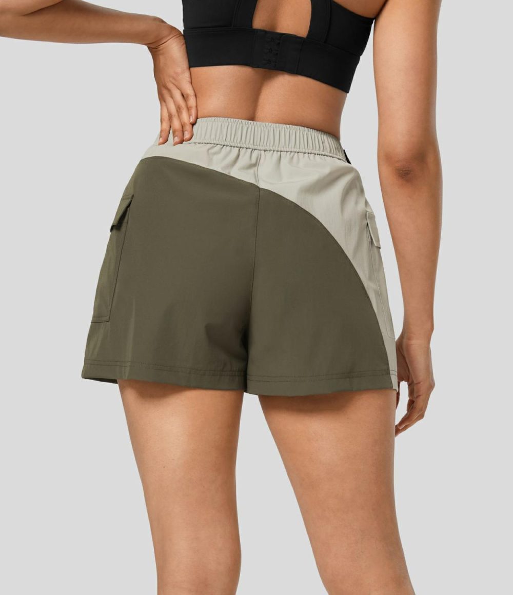 Waterproof High Waisted Belted Side Pocket Hiking Cargo Shorts  | Womens  Cargo Pants Cargo Pants Cargo Pants