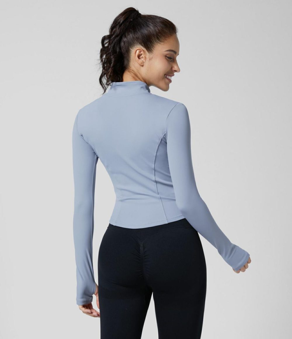 Zipper Thumb Hole Yoga Jacket  | Womens  Long Sleeve Tops Clothing Long Sleeve Tops