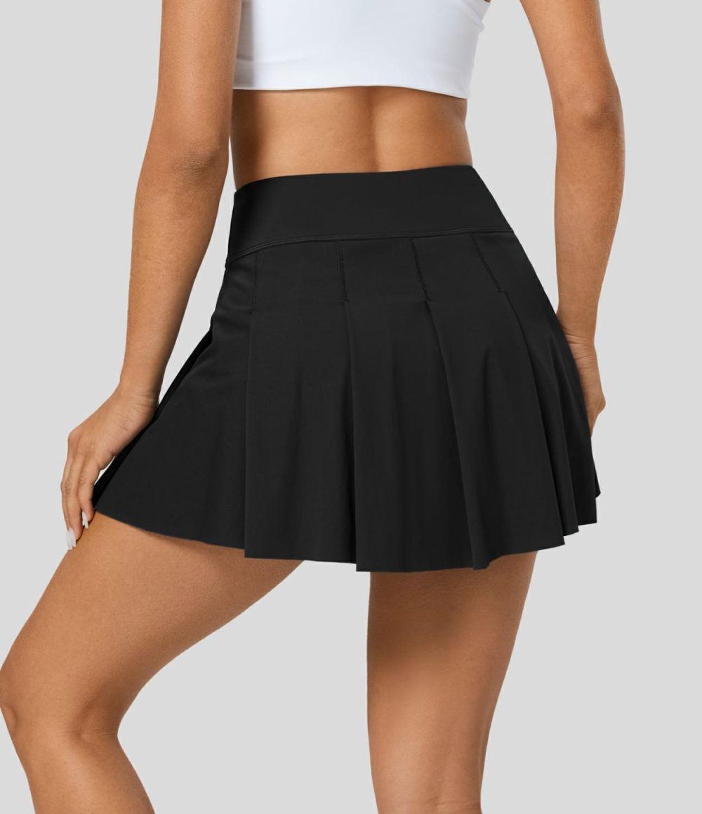 High Waisted 2-in-1 Side Pocket Pleated Quick Dry Micro Mini Tennis Skirt  | Womens  2-in-1 Skorts 2-in-1 Skorts 2-in-1 Skorts