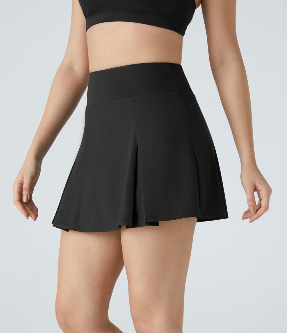 Breezeful™ High Waisted Pleated 2-in-1 Side Pocket  A-Line Mini Quick Dry Tennis Skirt  | Womens  Mini Skirts Clothing Mini Skirts