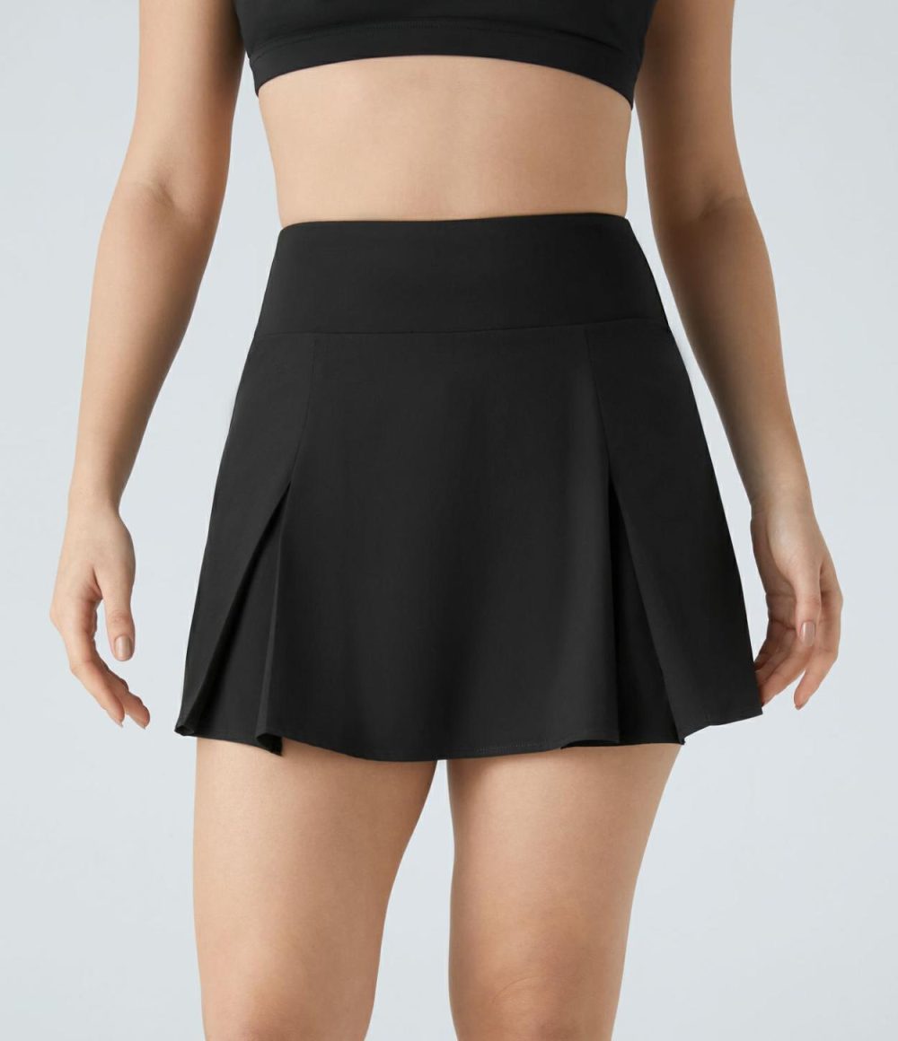 Breezeful™ High Waisted Pleated 2-in-1 Side Pocket  A-Line Mini Quick Dry Tennis Skirt  | Womens  Mini Skirts Clothing Mini Skirts