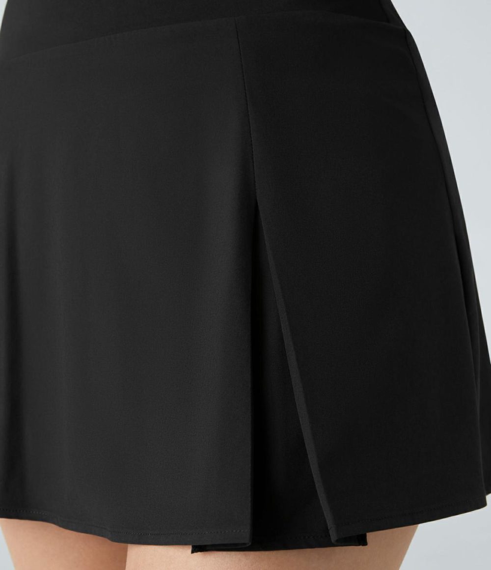 Breezeful™ High Waisted Pleated 2-in-1 Side Pocket  A-Line Mini Quick Dry Tennis Skirt  | Womens  Mini Skirts Clothing Mini Skirts