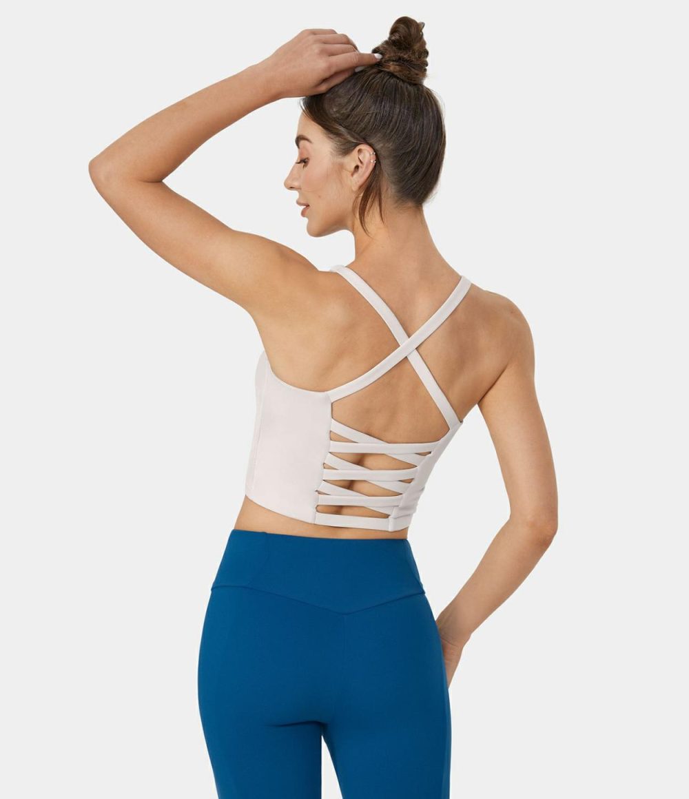 Crisscross Backless Cropped Yoga Tank Top  | Womens  Cropped Tops Clothing Cropped Tops