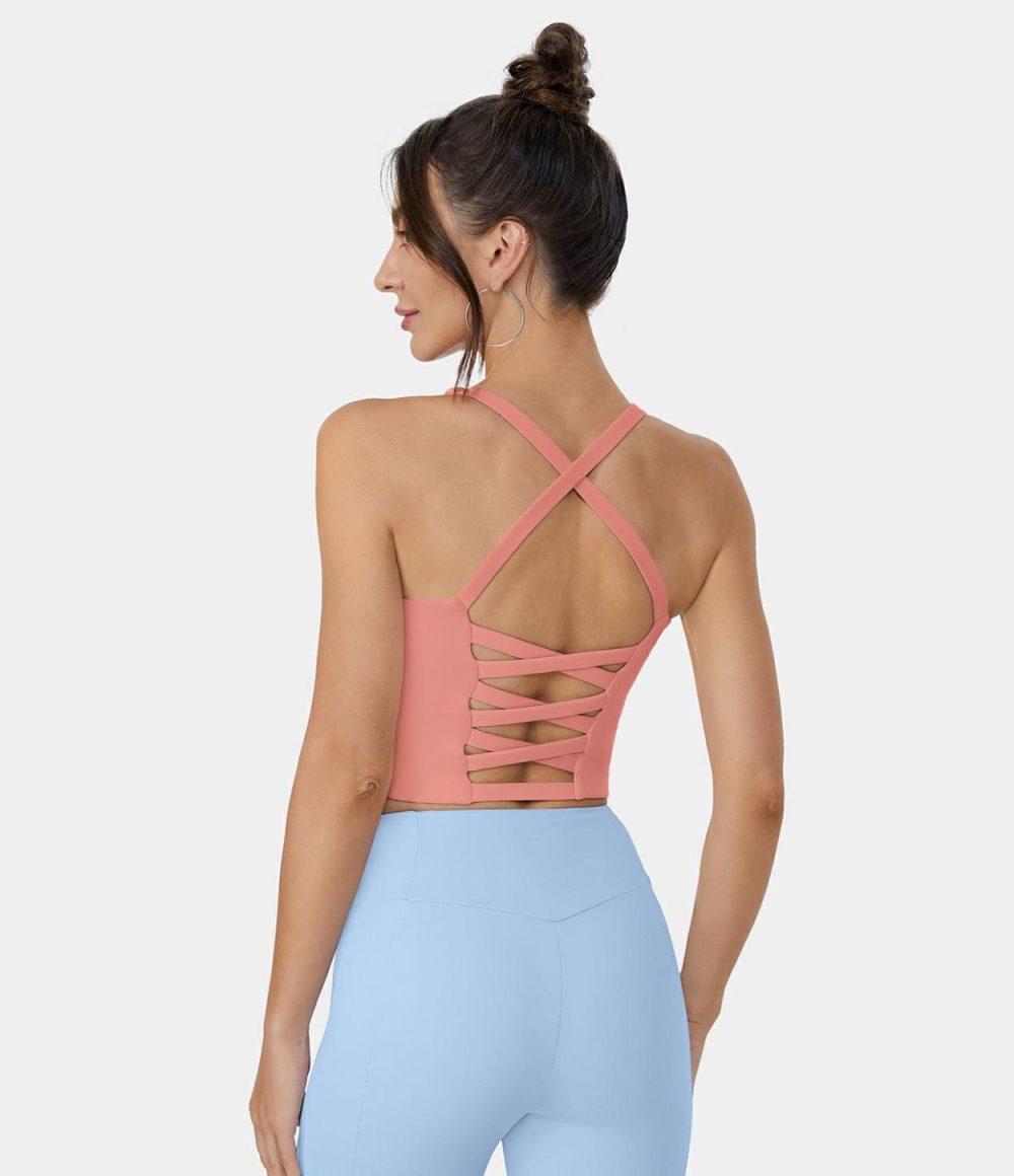 Crisscross Backless Cropped Yoga Tank Top  | Womens  Cropped Tops Clothing Cropped Tops