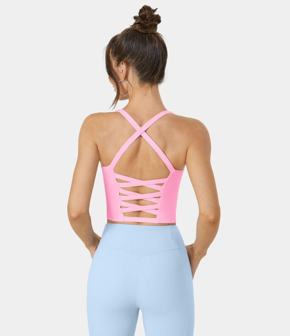 Crisscross Backless Cropped Yoga Tank Top  | Womens  Cropped Tops Clothing Cropped Tops